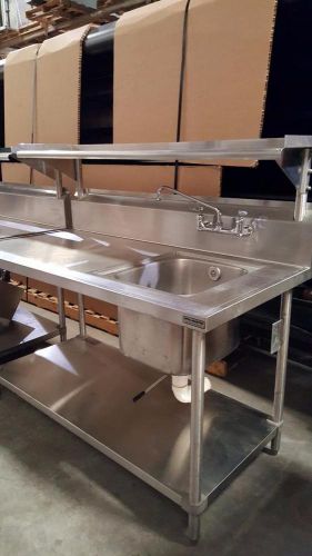 Stainless steel 5&#039; wash/prep station w/ sink &amp; shelves for sale