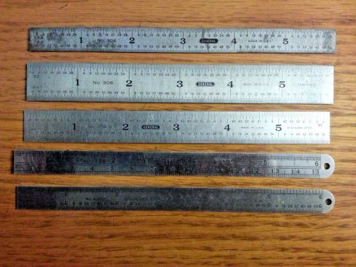 5 Different Vintage 6&#034; machinist steeRules - by General, Ritter, Accurate  NICE!
