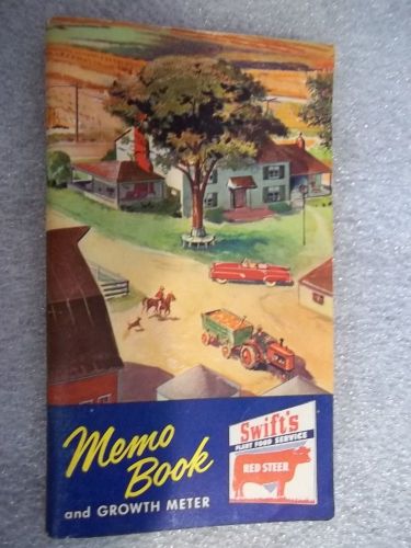 1955-56 &#034;SWIFT&#039;S PLANT FOOD&#034; FARMER&#039;S POCKET MEMO BOOK