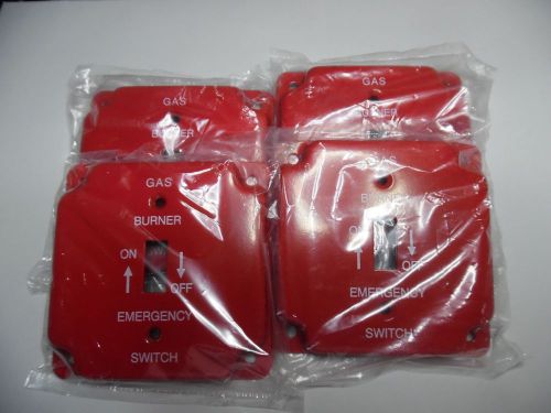 RED EMERGENCY GAS BURNER SWITCH PLATE 4 X 4 SINGLE SWITCH GARVIN BP-1935 LOT OF4