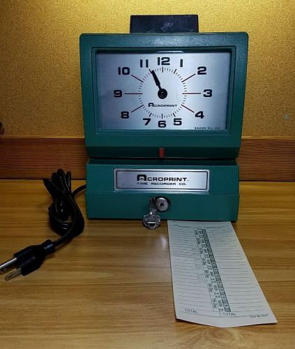 Acroprint Time Clock Recorder Model: 125NR4 Punch Machine Raleigh -Tested