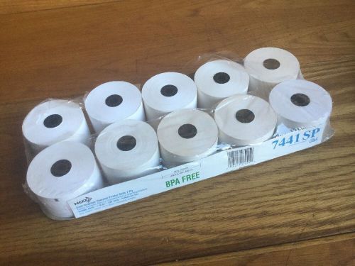 10 White 1 Ply 230&#039; 44mm 1 23/32&#034; Thermal Printer Cash Register Rolls 7441SP