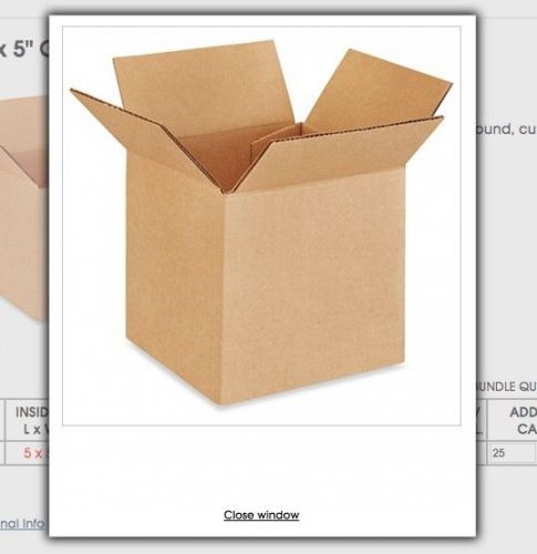 ULINE 5x5x5 Corrugated Shipping Boxes 200 lb test, Small Square Cardboard Box