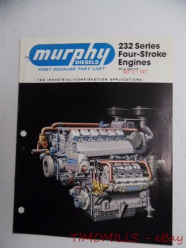 1977 murphy diesel 232 series four stroke engine catalog brochure vintage vg+ for sale