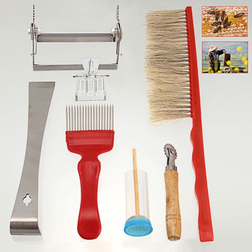 7 tool set hive tool bee brush uncapping fork queen catcher/cage embedder holder for sale