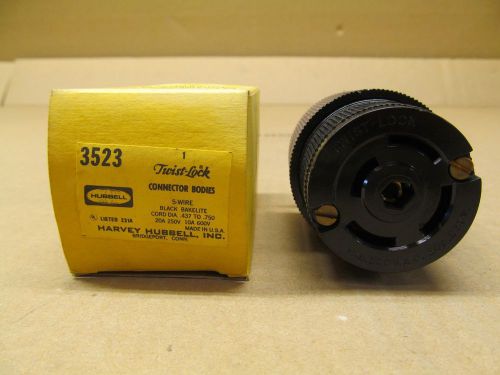 1 NIB HUBBELL HBL3523 3523 CONNECTOR 5W 20A 250V 10A 600V .437 TO .750 CORD