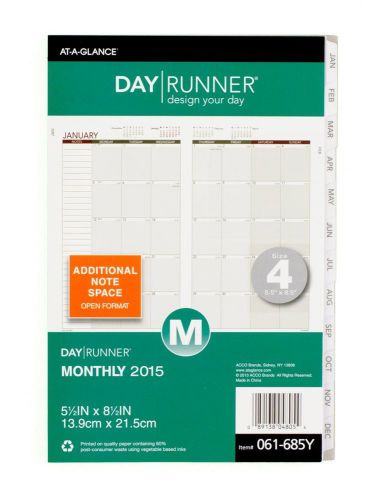 Day runner monthly planner calendar refill 2015 5.5 x 8.5 inch page size (061... for sale