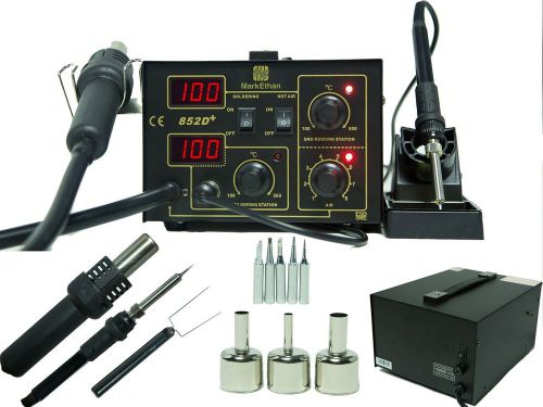 2 in 1 smd soldering hot air rework station + stand 3 nozzle 5 tips 852d+ iro... for sale