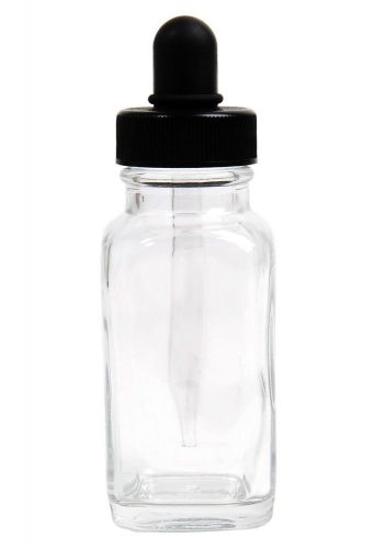 2 ounce clear glass french square bottle w/dropper, box of 12 for sale