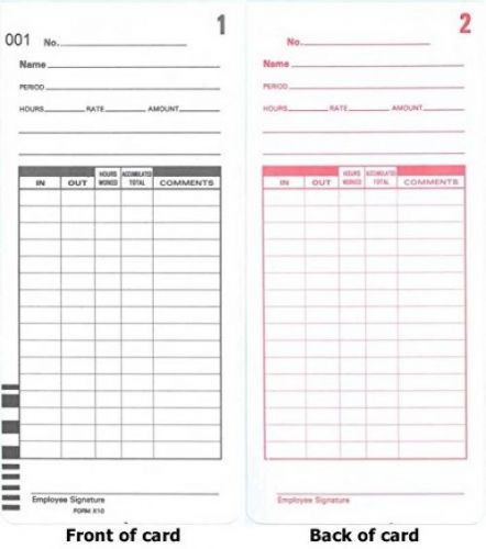1000 X10 Time Cards For Compumatic XL1000 And XL1000e Calculating Time Recorder