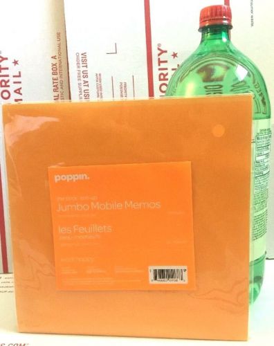 Lot 3 poppin jumbo orange mobile memos sticky post it notes, 300 large sheets for sale