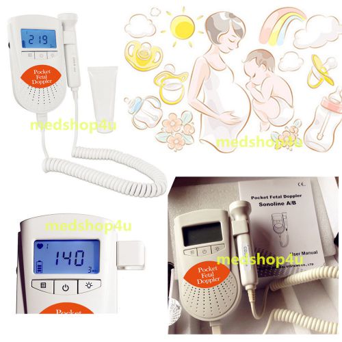 US SELL FDA Sonoline B Fetal Doppler 3MHz Probe,Baby Heart Monitor Backlight+GeL