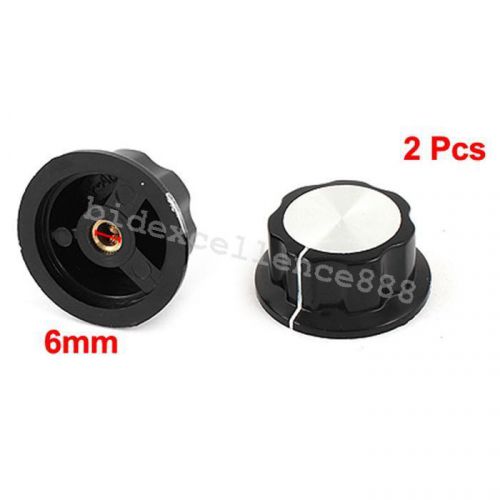 2PCS BLACK Top Rotary Control Turning Knob for Hole 6mm Dia. Shaft Potentiometer