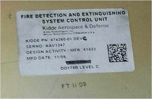 KIDDE Aerospace Defense 474360-1 DEV C Fire Detection and Extinguishing System