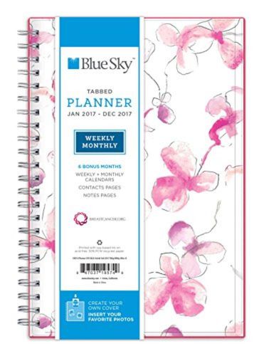 Blue Planners Sky 2017 Weekly Monthly Planner, Wire-O Binding, 5\ x 8\, Orchid