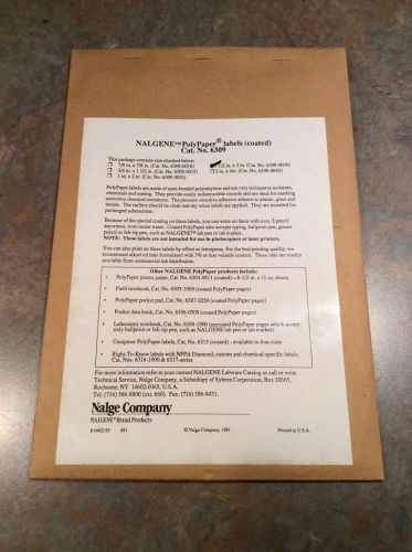 Nalgene brand poly paper labels (coated) 6309 for sale