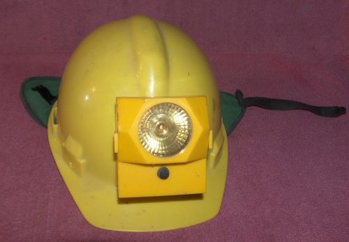 VINTAGE HARD HAT WITH LIGHT AND LINER - WILL NEED BULB &amp; BATTERY