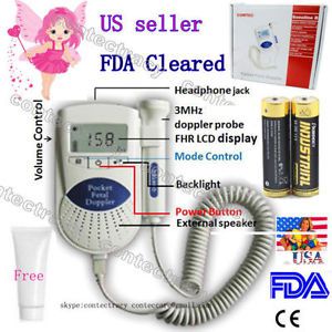 USA Pocket Fetal Doppler Baby Heart Beat Rate Monitor,3Mhz Probe Pregnancy Fetus