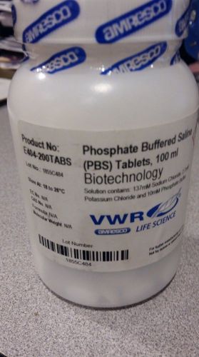 Brand New Phosphate Buffered Saline PBS Tablets 100mL Biotechnology VWR Life Sci