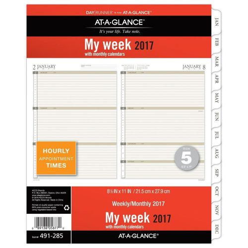 Day Runner Weekly / Monthly Planner Refill 2017, 8-1/2 x 11&#034;, Size 5 (491-285)