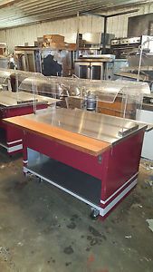 Seco Buffet Table Portable Serving Line Food Cart Portable Cafeteria w/ Guards