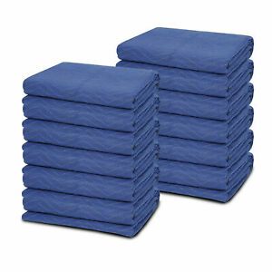 12 Moving Blankets 80&#034; x 72&#034; (40 lb/dz) Quilted Shipping Furniture Pads Bl/Blk