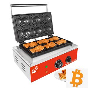 Fish Shaped Waffles Taiyaki Maker | 6 Waffles | Stainless Steel | 110V