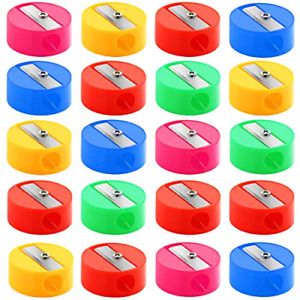 Yexpress 144 Pcs Bulk Round Pencil Sharpeners, Colorful Plastic Manual for and