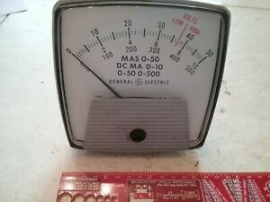 GE Multi-Range DC Panel Meter Movement, FS = 1mA, 10mA, 50mA, 500mA