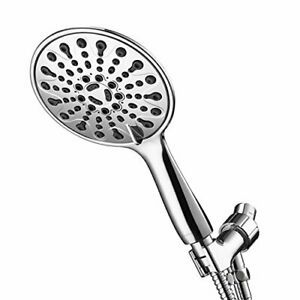 Couradric Handheld Shower Head, 6&#034; Chrome Face 6 Spray Setting Shower Head