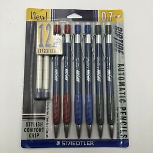 Pack of 6 Staedtler Riptide 0.7 Mechanical Pencils 2004 with 12 Eraser Refills