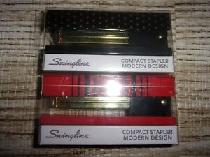 NEW SWINGLINE Compact 20 Sheet Stapler RED &amp; BLACK AND POLKA DOT (LOT OF 2)