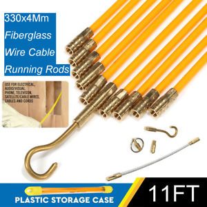 10x330mm Fiberglass Wire Cable Running Rods Fish Pulling Puller Wire Holder Kit