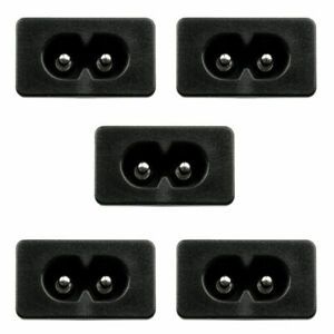 5XIEC320 C8 2 Pin Male Power Socket With Switch 2.5A 250V For Boat DIY AC-2KAB U