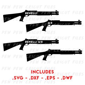 Benelli M4 Shotgun Silhouette SVG - Gun Cricut Files - Benelli Silhouettes