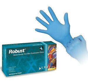 1000 Aurelia Robust Blue Nitrile 4.5 mil Powder Free Examination Gloves (Small)