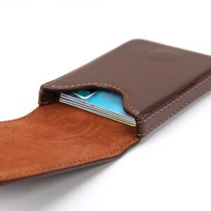 Leather Business Cards Holder Case Organizer Name ID Credit Card Book Keeper +W
