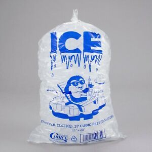 4000 Case 8 lb. Commercial Clear Plastic Machine Ice Bag with Twist Ties