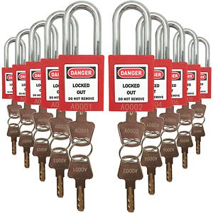SAFBY 10 Keyed Different Lockout Tagout Lock - Loto Safety Padlocks for Lock Out