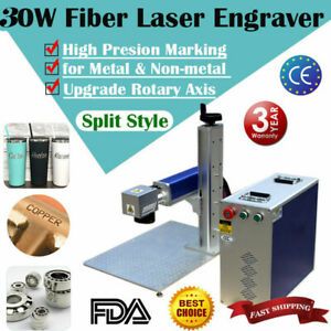 FDA CE 30W Fiber Laser Marking Metal Engraving Engraver Ratory Axis + Gift