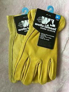 Wells Lamont Premium Leather Work Gloves: 3 Pair Pack - Medium - Extra Wear Palm