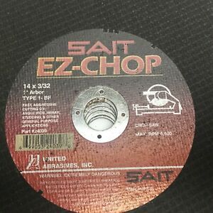 6 New Old Stock UNITED ABRASIVES 24039 CutOff Wheel,EZ-CHOP,14&#034;x3/32&#034;x1&#034;