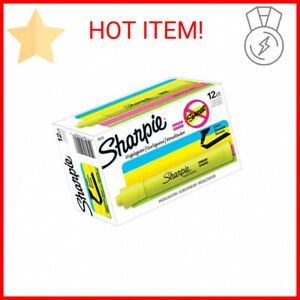 Sharpie Tank Highlighters | Chisel Tip Yellow Highlighter Pens, 12 Count