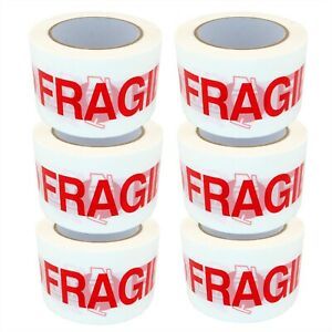 6 Roll 3&#034;x110 Yards Fragile Handle with Care Packing Shipping Box Sealing Tape