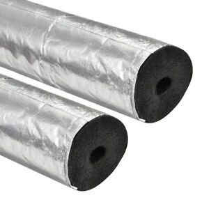 Pipe Insulation, 1.18&#034; Thick, Rubber Foam, Adhesive Flap, for 0.87&#034; Pipe 2Pcs