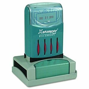 Xstamper ECO-GREEN 66210 VersaDater Message Dater 2 1/8 x 1 5/16 PAID Blue/Red