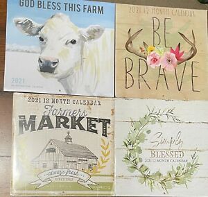 Set of 4 - 2021 Calendars - Farmers Market, Simply Blessed, God Bless This Farm