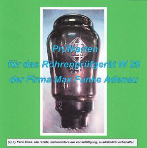 Prfkarten fr das Rhrenprfgert Funke W20 in Farbe auf CD