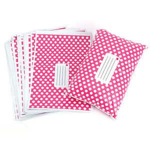 275pcs Post Postal Plastic Mailing Bags Postage Self Seal 10x14&#034; Pink Polka Dots