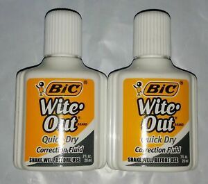 (2) Bic Wite-Out Quick Dry Correction Fluid